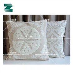 ポリエステルリネン生地スクエア刺繍クッション